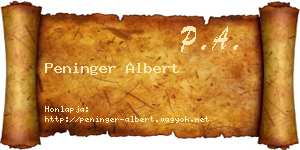 Peninger Albert névjegykártya
